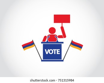 Armenia Podium Protest Poll Speech