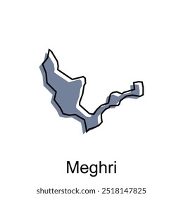 Mapa Político Armênia com capital Cidade de Meghri, fronteiras nacionais, cidades importantes ilustração design template