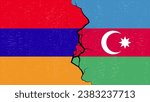 Armenia –Azerbaijan  proxy conflict with flags and cracked texture