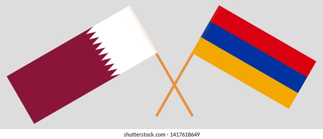 Armenia and Qatar. Armenian and Qatari flags