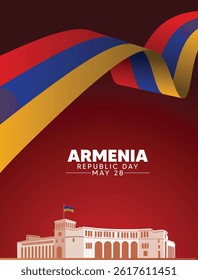 Armenia Republic Day 28 May Government House vector poster