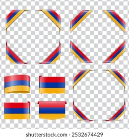 Armenia ribbon corner flag with shadow