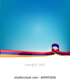 armenia ribbon flag on blue sky background