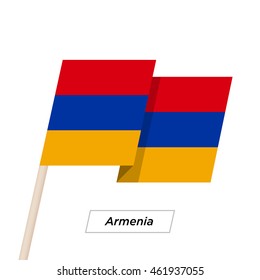 Armenia Ribbon Waving Flag Isolated on White. Vector Illustration. Armenia Flag with Sharp Corners