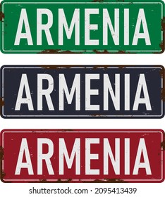 Armenia road sign isolated on white background.