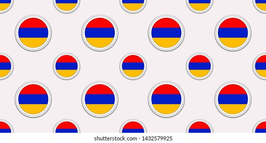 Armenia round flag seamless pattern. Armenian background. circle icons. Geometric symbols. Texture for sports pages, competition, games. travelling, design elements. patriotic wallpaper