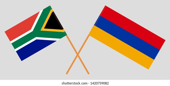 Armenia and RSA. Crossed Armenian and South African flags