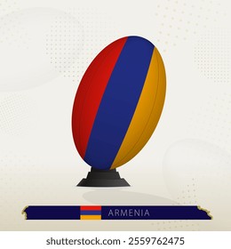 Armenia Rugby Ball on Rugby Kicking Tees with Modern Design. Illustration perfect for sports, national pride, and rugby-related projects.