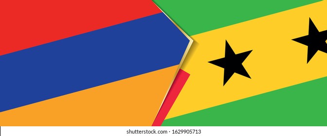 Armenia and Sao Tome and Principe flags, two vector flags symbol of relationship or confrontation.