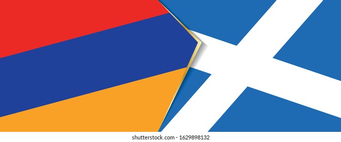 Armenia and Scotland flags, two vector flags symbol of relationship or confrontation.