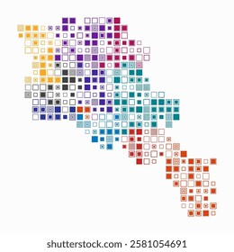 Armenia, shape of the country built of colored cells. Digital style map of Armenia on a white background. Large size square blocks. Amazing vector illustration.