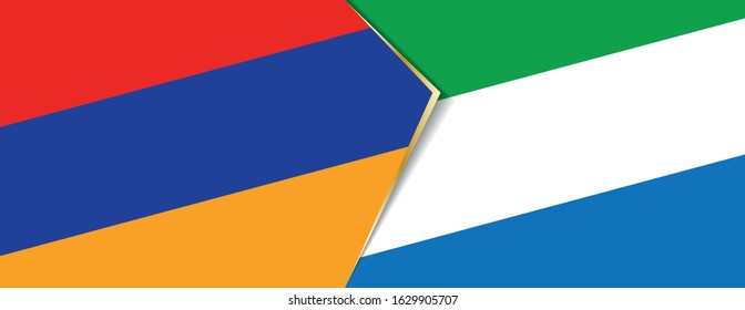 Armenia and Sierra Leone flags, two vector flags symbol of relationship or confrontation.