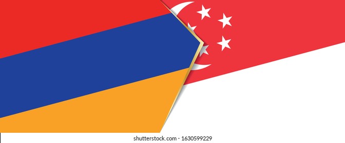 Armenia and Singapore flags, two vector flags symbol of relationship or confrontation.