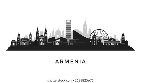 Armenia Skyline City Silhouette Vector Illustration.
