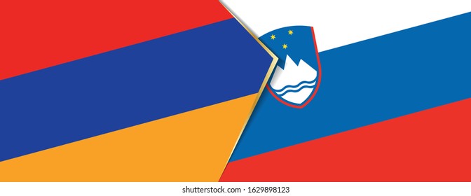 Armenia and Slovenia flags, two vector flags symbol of relationship or confrontation.