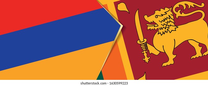 Armenia and Sri Lanka flags, two vector flags symbol of relationship or confrontation.