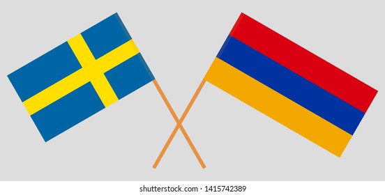 Armenia and Sweden. Armenian and Swedish flags