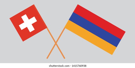 Armenia and Switzerland. Armenian and Swiss flags