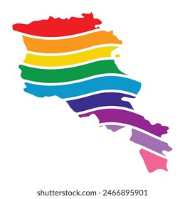 Armenia swoosh silhouette rainbow map