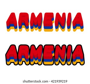 Armenia typography. Text of Armenian flag. Emblem of  European countries on white background. letters tricolor