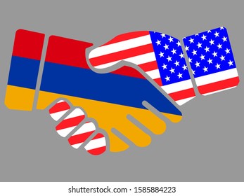 Armenia and USA flags Handshake vector