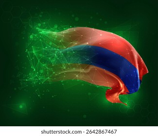 Armenia, Vector 3d bandera sobre fondo verde y números