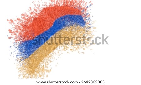 Armenia, vector 3d flag with a splash of paint dots, explosion of colored dots