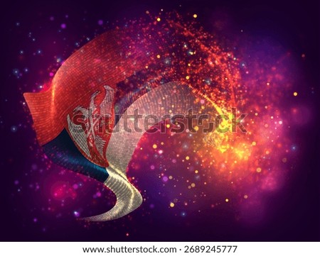 Armenia, vector 3d flag with a splash of paint dots, explosion of colored dots