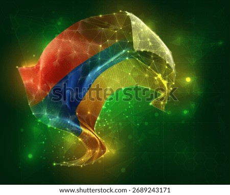 Armenia, vector 3d flag virtual triangular polygons on a color background