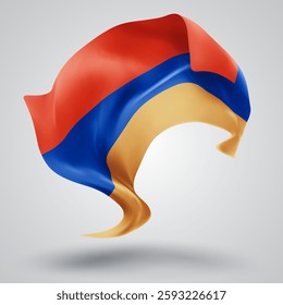 Armenia, vector 3d flag with waves on a white background