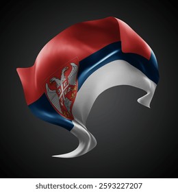 Armenia, vector 3d flag with waves on a black background