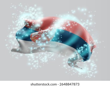 Armenia, vector 3d flag in whirlwind of magical radiance