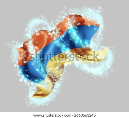 Armenia, vector 3d flag in whirlwind of magical radiance