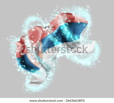Armenia, vector 3d flag in whirlwind of magical radiance