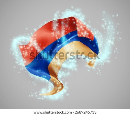 Armenia, vector 3d flag in whirlwind of magical radiance