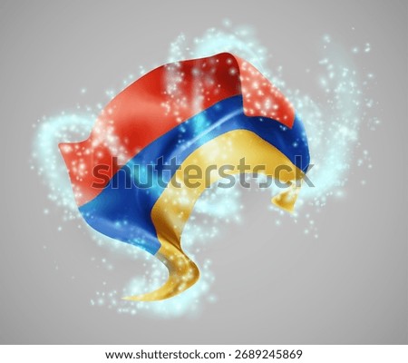 Armenia, vector 3d flag in whirlwind of magical radiance