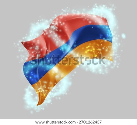 Armenia, vector 3d flag in whirlwind of magical radiance