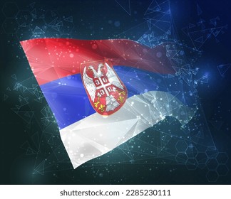 Armenia,  vector flag, virtual abstract 3D object from triangular polygons on a blue background