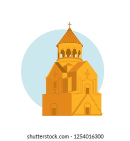 Armenia Vector Illustration Noravank monastery complex. Isolated flat vector icon, illustration. Armenian Icon, Armenian culture, heritage, Landmarks of Armenia. Christian church svg