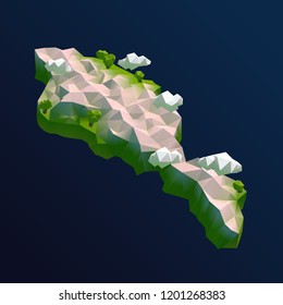 Armenia Vector Low Poly 3D Cartoon Map