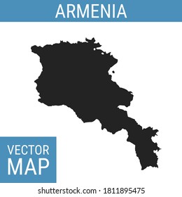 Armenia vector map with country name, black on white background.