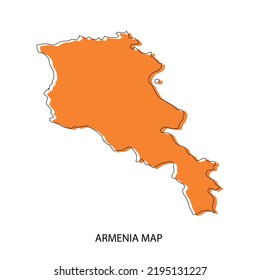 Armenia vector map in orange color with black stroke and white background