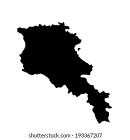 Armenia vector map silhouette isolated on white background. High detailed silhouette illustration. Middle East country. State in Asia.