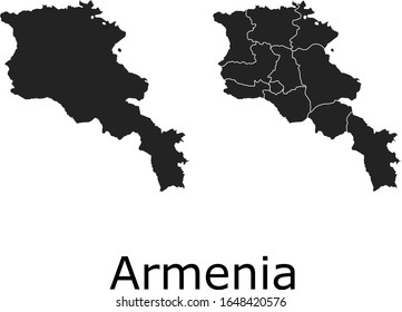Armenia vector maps with administrative regions, municipalities, departments, borders