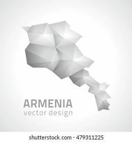 Armenia vector polygonal grey and silver map