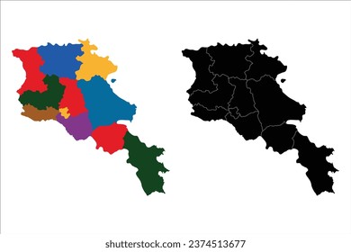 Armenia vector silhouette map white background
