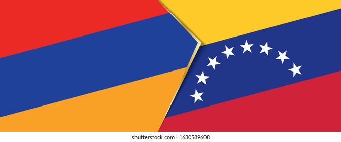 Armenia and Venezuela flags, two vector flags symbol of relationship or confrontation.