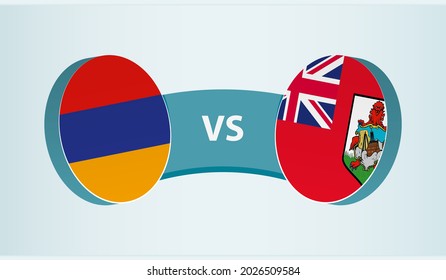 Armenia versus Bermuda, team sports competition concept. Round flag of countries.