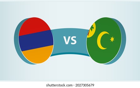 Armenia versus Cocos Islands, team sports competition concept. Round flag of countries.