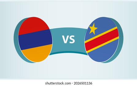 Armenia versus DR Congo, team sports competition concept. Round flag of countries.